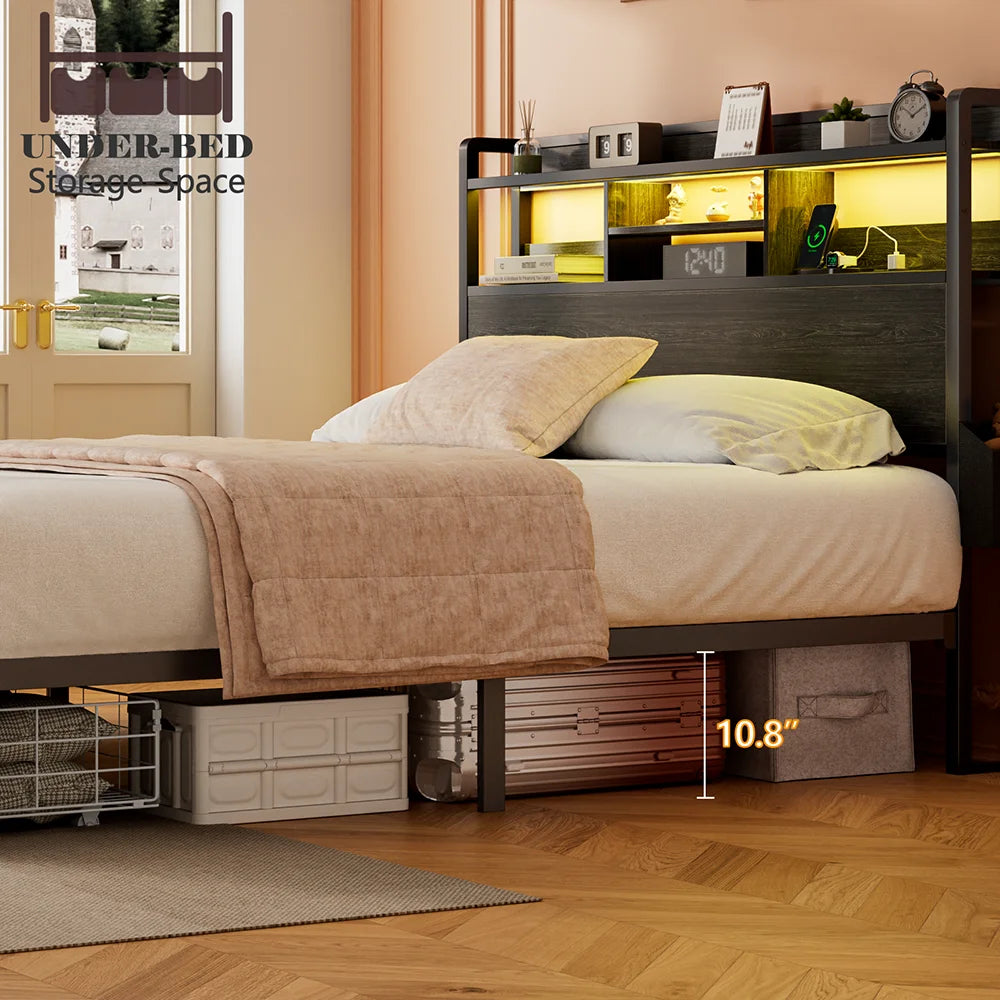 Bed Frame w/ Storage & LED